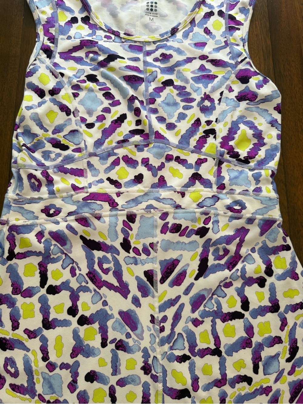 Sleeveless Fit-and-Flare Dress Pattern Print Sport Golf Tennis Title Nine - Picture 3 of 7